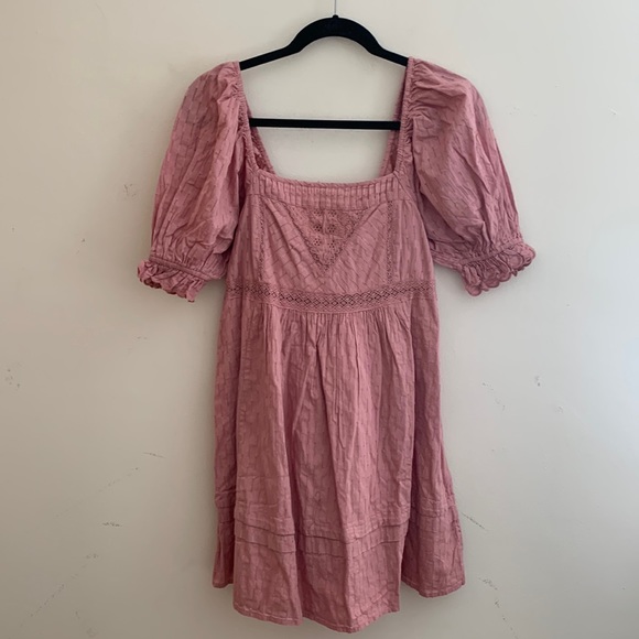 Urban Outfitters | Embroidered Puff Sleeve Babydoll Dress - Picture 3 of 7